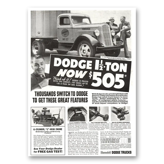 1936 Dodge Trucks Thousands Switch to Dodge Vintage Magazine Print Ad