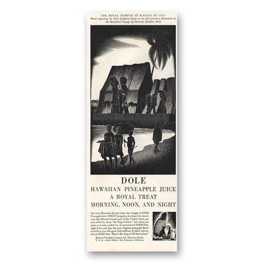 1936 Dole Pineapple Royal Treat Morning Noon Night Vintage Magazine Print Ad