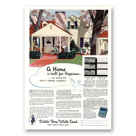 1936 Dutch Boy Paint White Lead Home Built for Happiness Vintage Magazine Print Ad