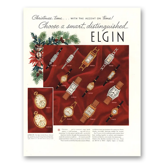 1936 Elgin Watch Smart Distinguished Vintage Magazine Print Ad