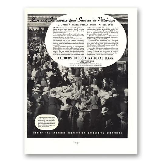 1936 Farmers Deposit National Bank Men Industries Success Pittsburgh Vintage Magazine Print Ad