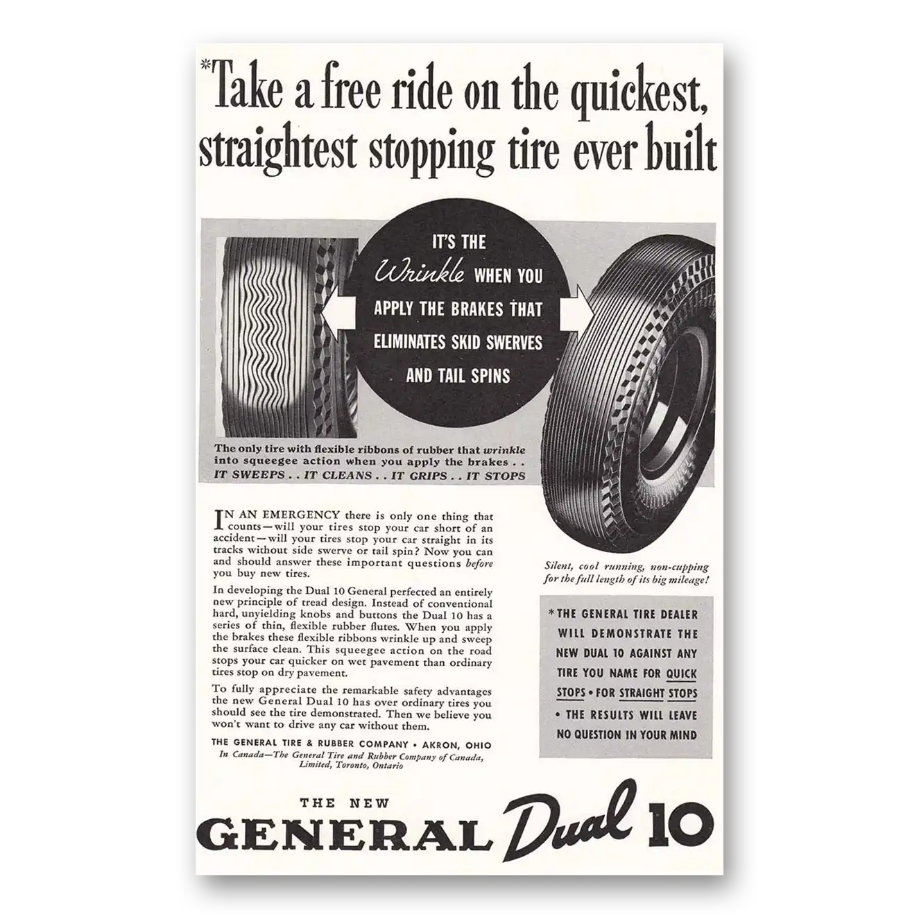 1936 General Tire Dual 10 Tires Winkle When You Apply Vintage Magazine Print Ad