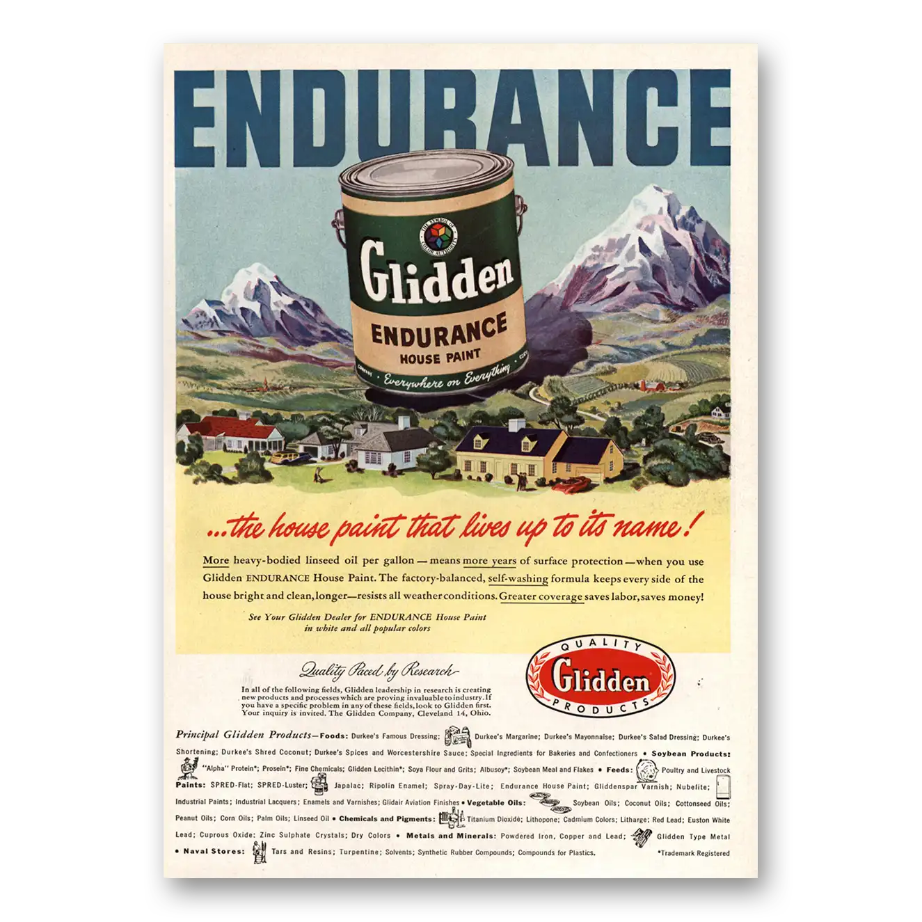 1936 Glidden Paint House Paint Lives Up To Its Name Vintage Magazine Print Ad