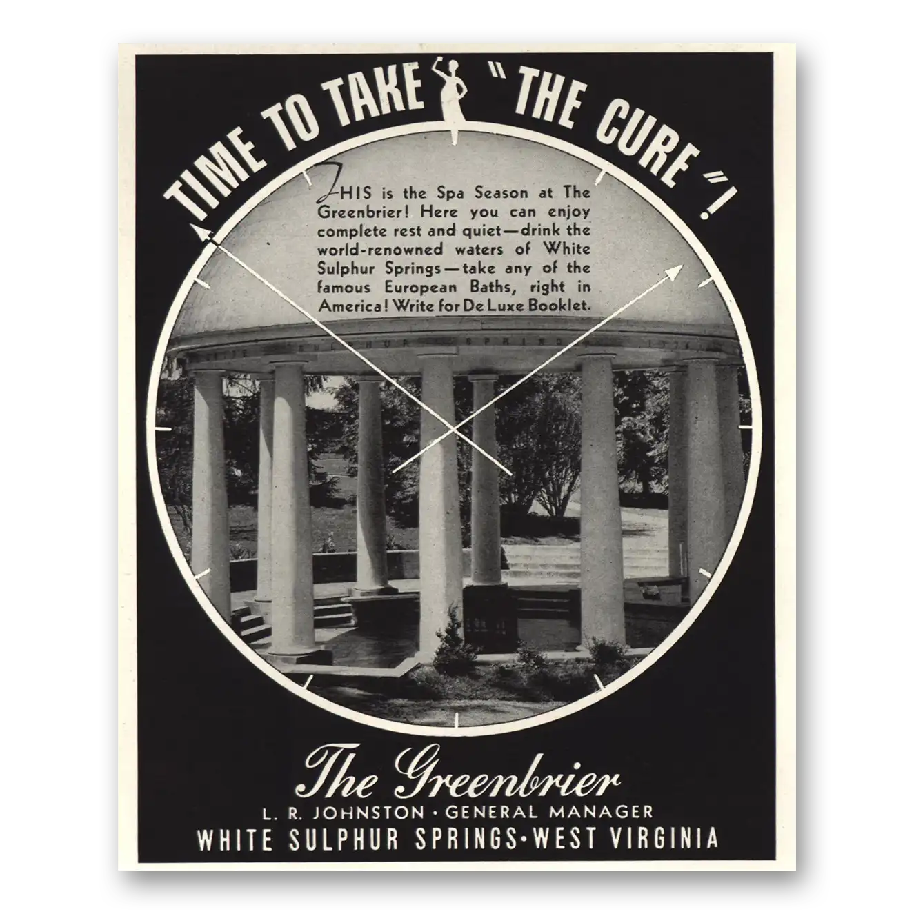 1936 Greenbrier Time to Take the Cure Vintage Magazine Print Ad