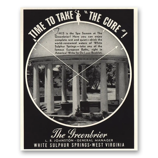 1936 Greenbrier Time to Take the Cure Vintage Magazine Print Ad