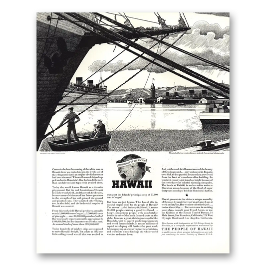 1936 Hawaii Crossroads of the Pacific Vintage Magazine Print Ad