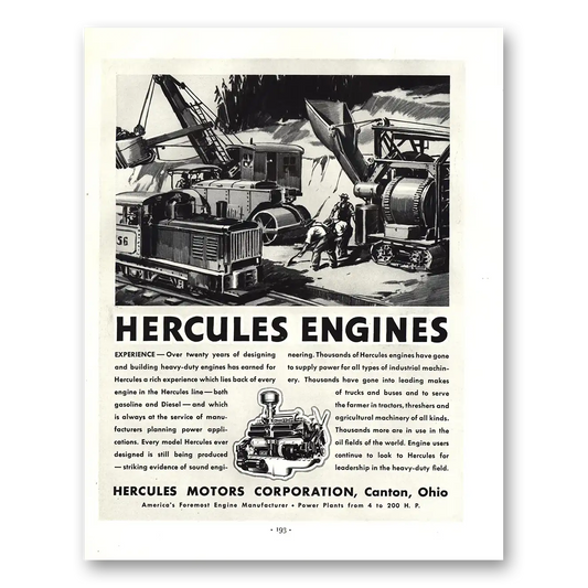 1936 Hercules Engines Over Twenty Years of Designing Vintage Magazine Print Ad