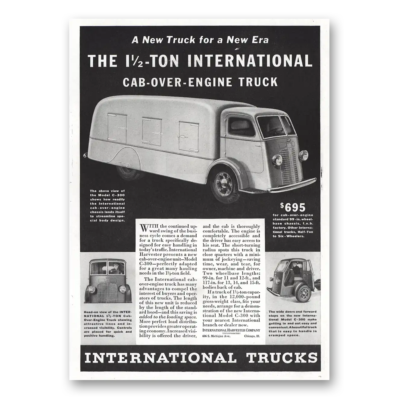 1936 International Trucks Cab Over Engine Truck Vintage Magazine Print Ad