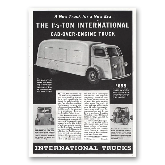 1936 International Trucks Cab Over Engine Truck Vintage Magazine Print Ad