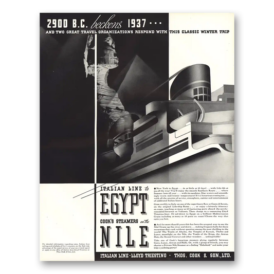 1936 Italian Line 2900 BC Beckons Egypt Nile Vintage Magazine Print Ad