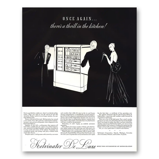 1936 Kelvinator Refrigerator De Luxe Refrigerator Once Again Vintage Magazine Print Ad