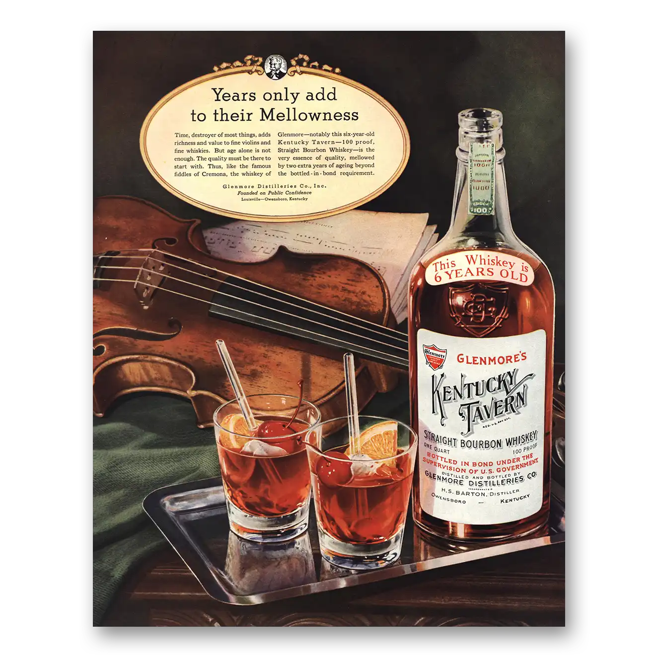 1936 Kentucky Tavern Whiskey Years Add to Their Mellowness Vintage Magazine Print Ad