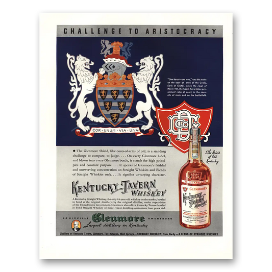 1936 Kentucky Tavern Whiskey Challenge to Aristocracy Vintage Magazine Print Ad