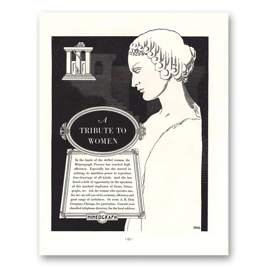 1936 Mimeograph Tribute to Women Vintage Magazine Print Ad