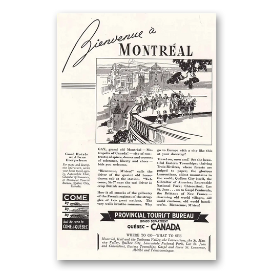 1936 Montreal Canada Provincial Tourist Bureau Montreal Vintage Magazine Print Ad