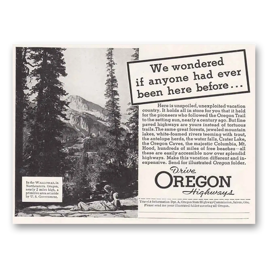 1936 Oregon Highways We Wondered if Anyone Vintage Magazine Print Ad