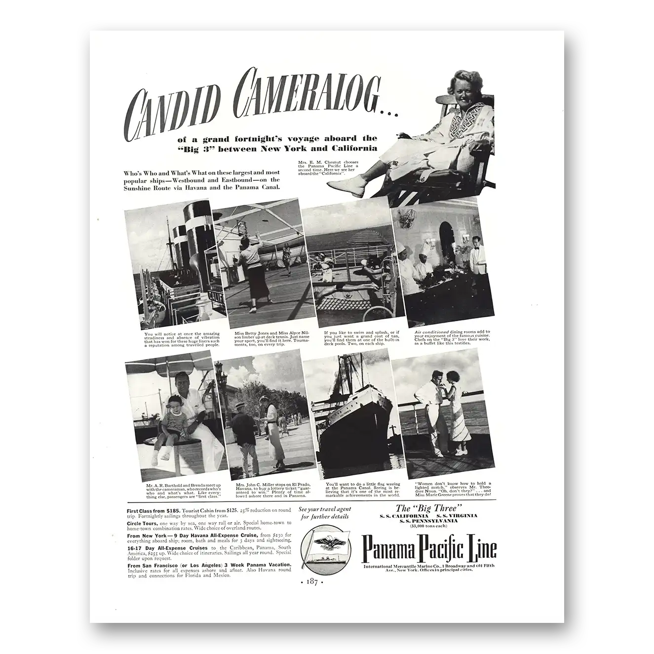 1936 Panama Pacific Line Candid Cameralog Vintage Magazine Print Ad