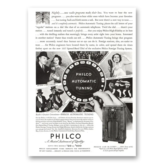 1936 Philco Radio Automatic Tuning Vintage Magazine Print Ad