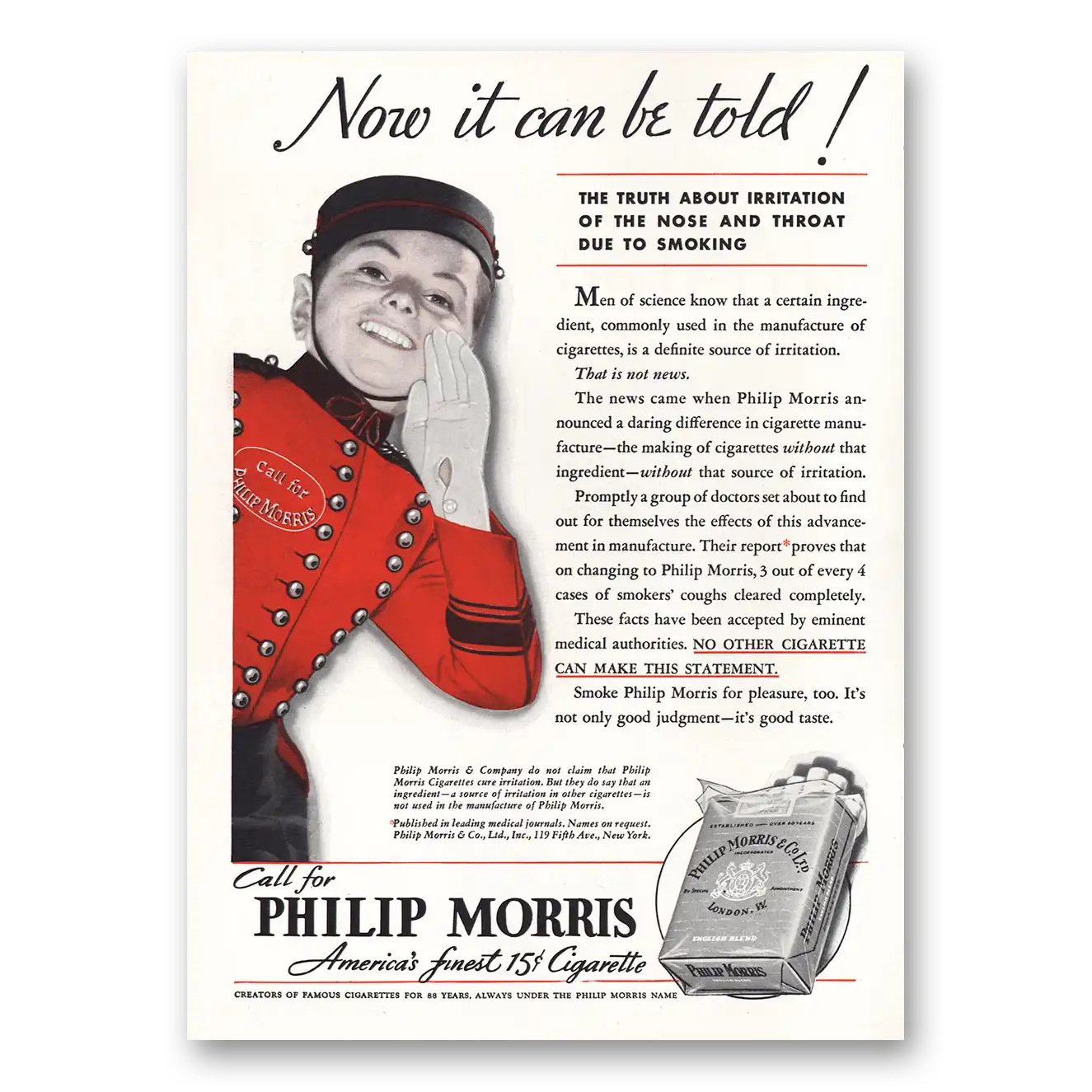 1936 Philip Morris Cigarettes Now It Can Be Told Vintage Magazine Print Ad