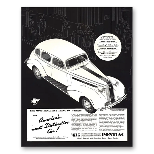 1936 Pontiac Touring Sedan Most Beautiful Thing On Windows Vintage Magazine Print Ad