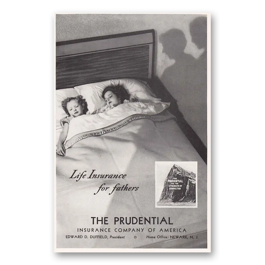 1936 Prudential Insurance Life Insurance for Fathers Vintage Magazine Print Ad