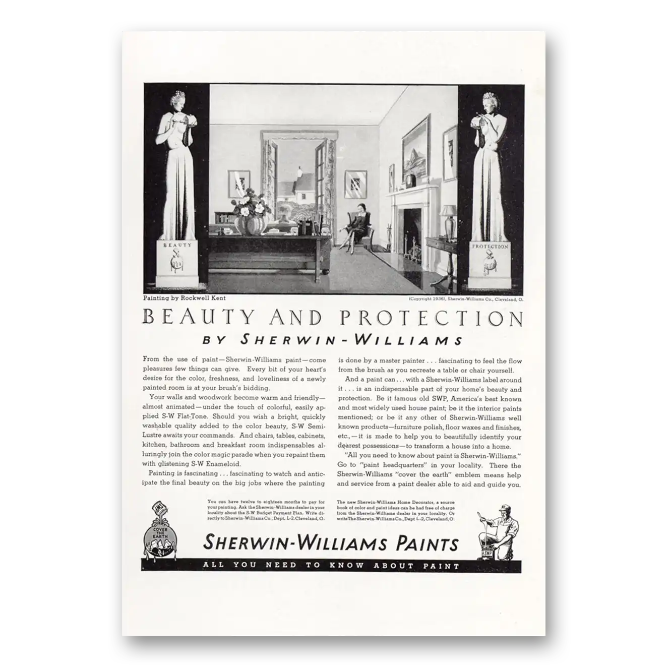 1936 Sherwin Williams Paints Beauty and Protection Vintage Magazine Print Ad