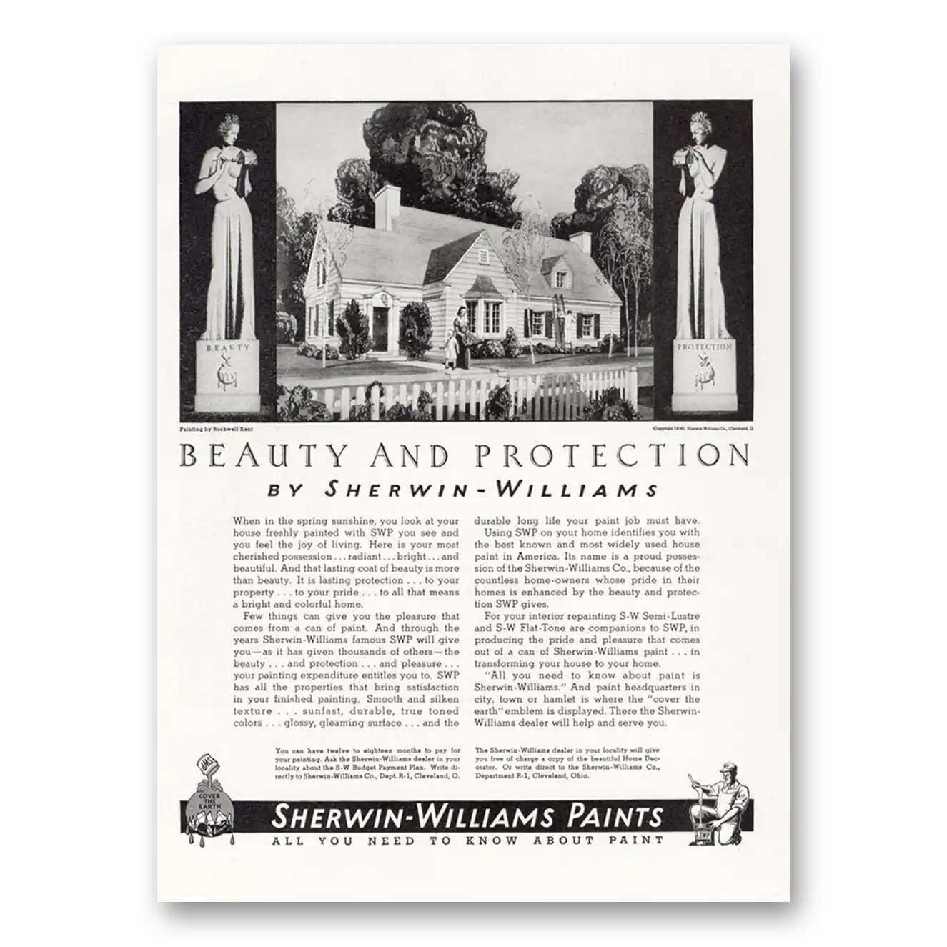 1936 Sherwin Williams Paints Spring Sunshine Beauty Protection Vintage Magazine Print Ad