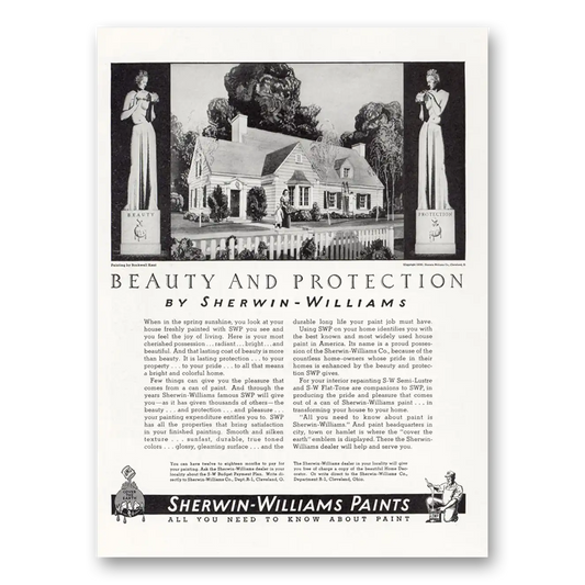 1936 Sherwin Williams Paints Spring Sunshine Beauty Protection Vintage Magazine Print Ad