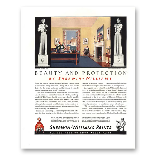 1936 Sherwin Williams Paints Beauty and Protection Use of Paint Vintage Magazine Print Ad