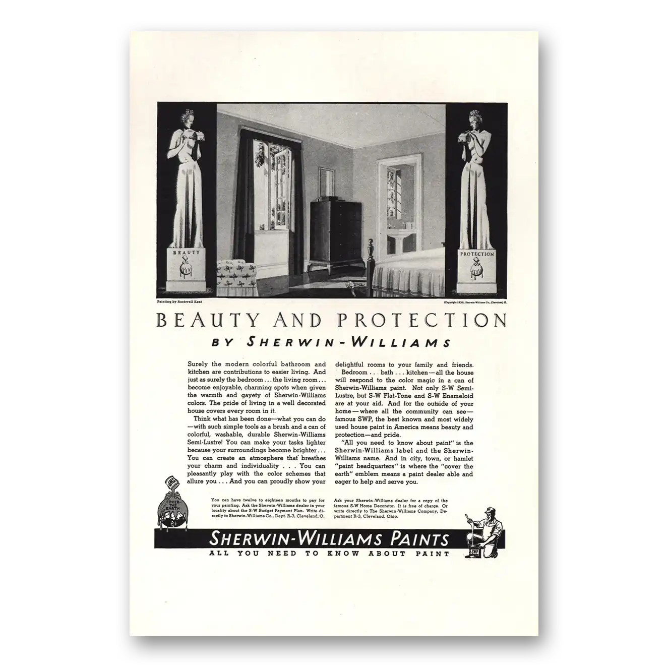 1936 Sherwin Williams Paints Beauty Protection Vintage Magazine Print Ad