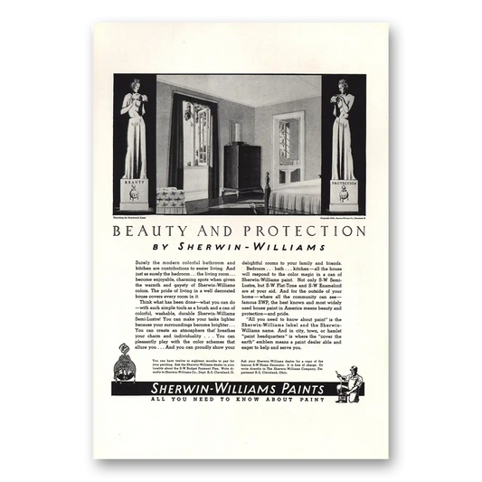 1936 Sherwin Williams Paints Beauty Protection Vintage Magazine Print Ad