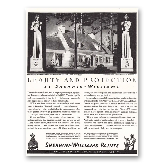 1936 Sherwin Williams Paints Rockwell Kent Vintage Magazine Print Ad