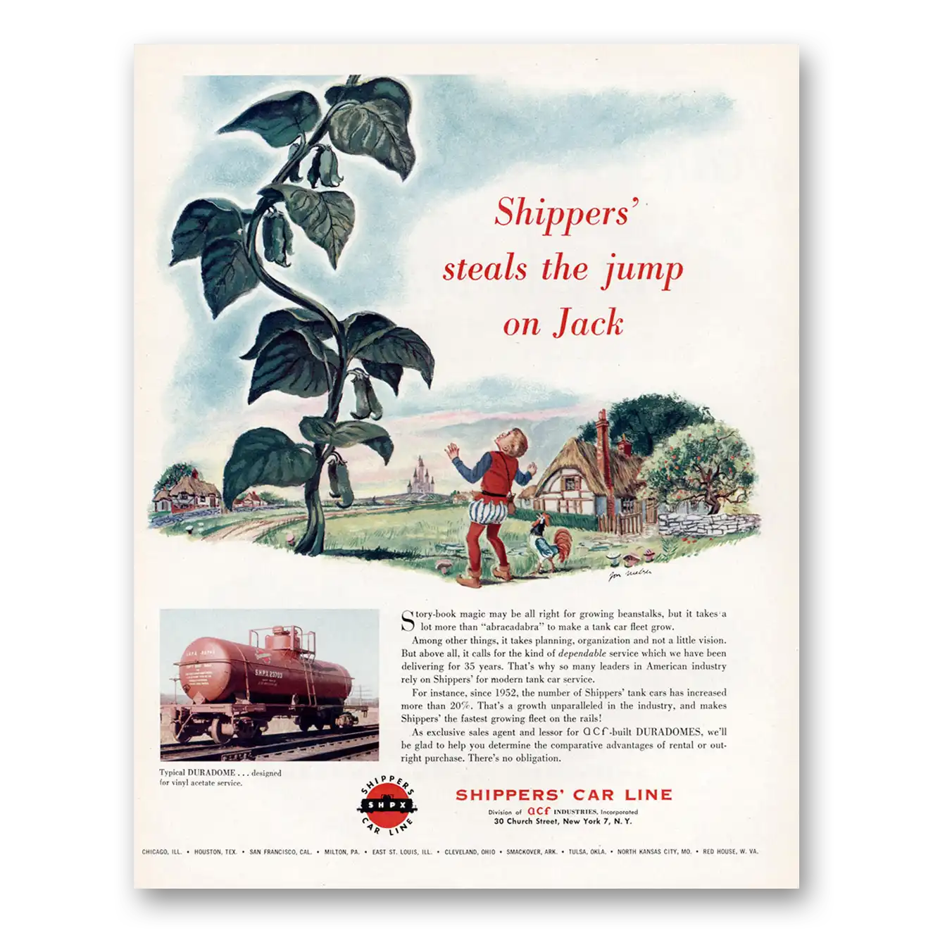 1956 Shippers Car Line Steals the Jump on Jack Vintage Magazine Print Ad