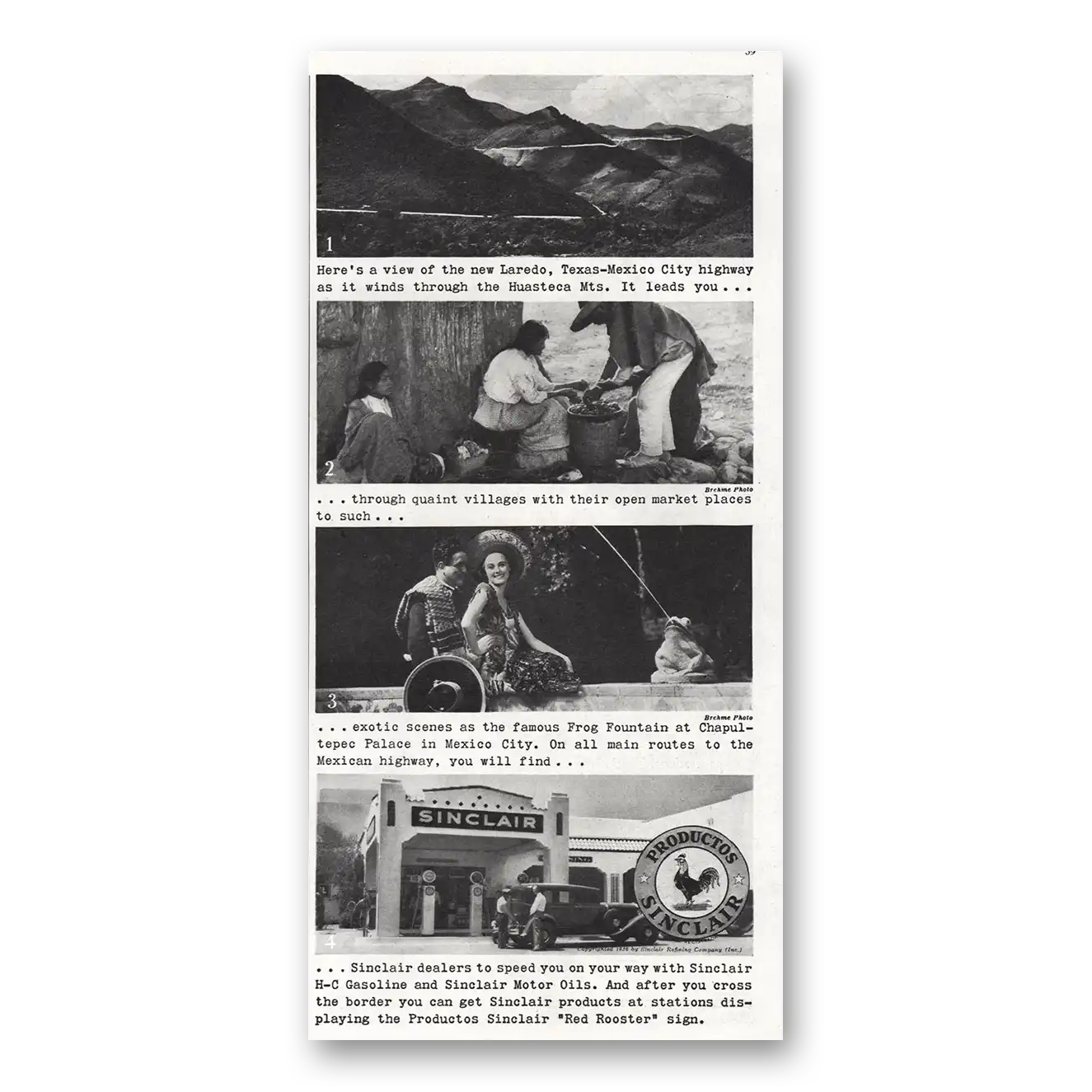 1936 Sinclair View of New Laredo Vintage Magazine Print Ad