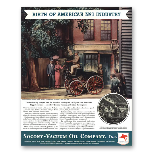 1936 Socony Vacuum Oil Birth of Americas No 1 Industry Vintage Magazine Print Ad