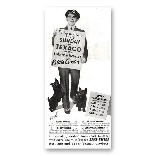 1936 Texaco Columbia Network Eddie Cantor Vintage Magazine Print Ad