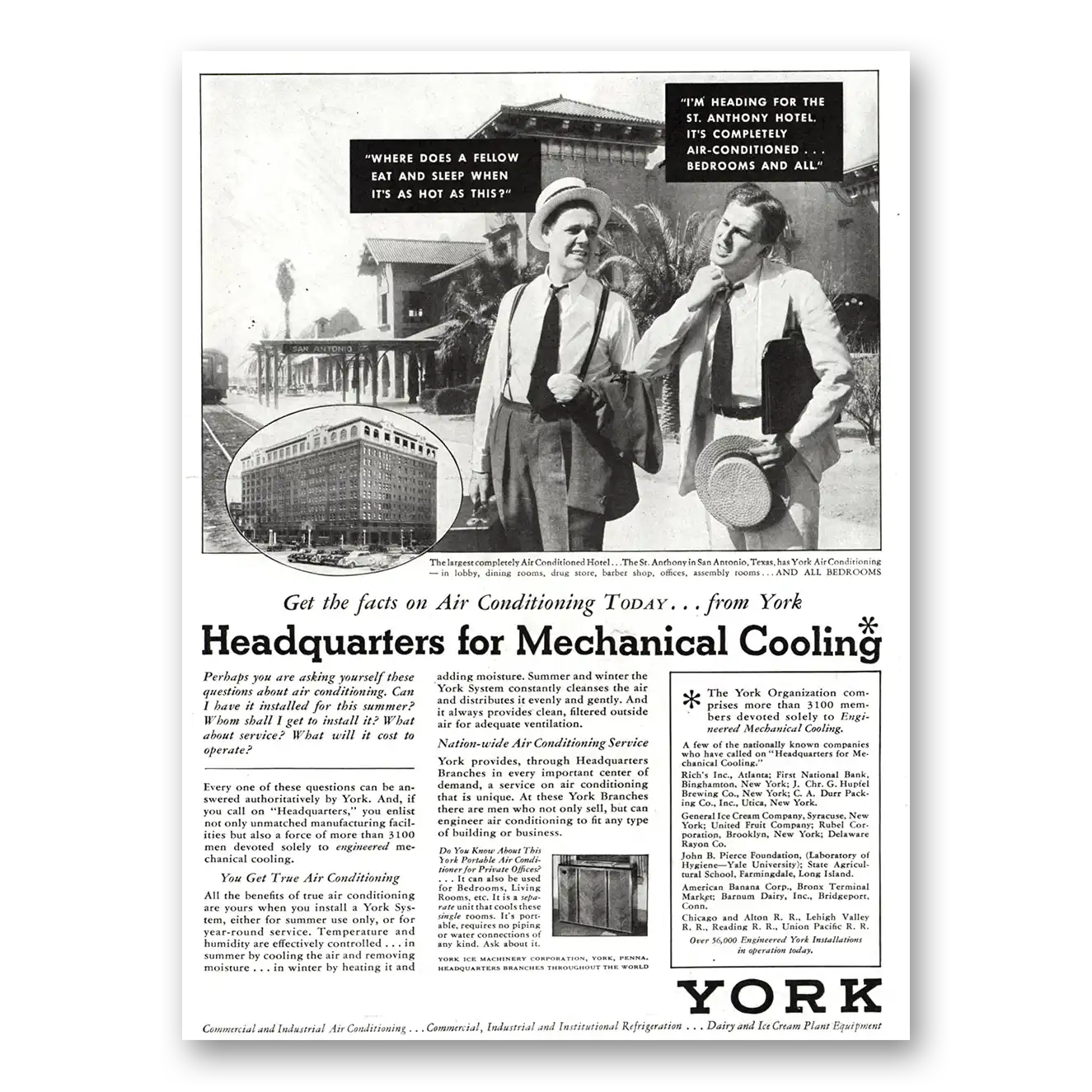 1936 York Air Conditioning Headquarters for Mechanical Cooling Vintage Magazine Print Ad