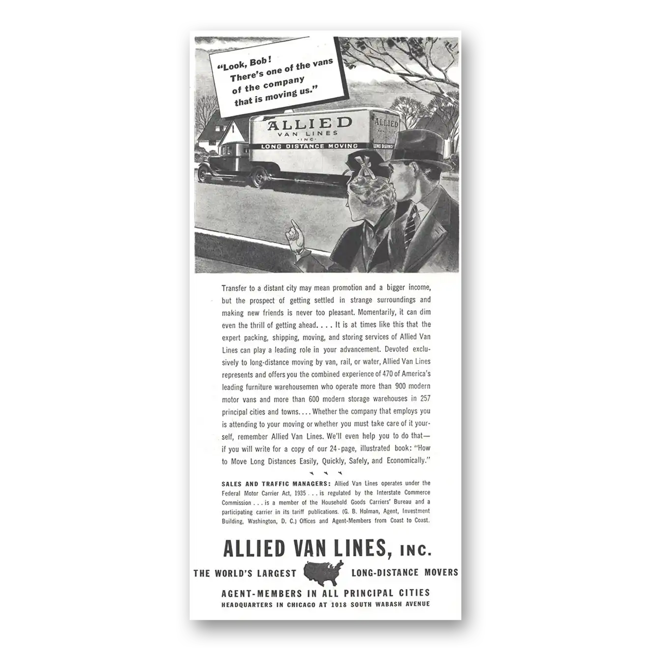 1937 Allied Van Lines Look Bob Theres One of the Vans Vintage Magazine Print Ad