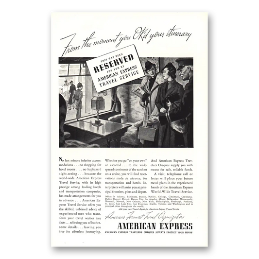 1937 American Express Moment You Okd Your Itinerary Vintage Magazine Print Ad