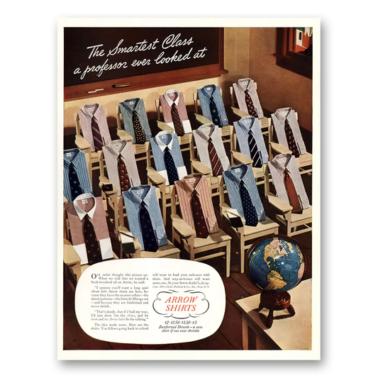 1937 Arrow Shirts Smartest Class Professor Ever Looked At Vintage Magazine Print Ad