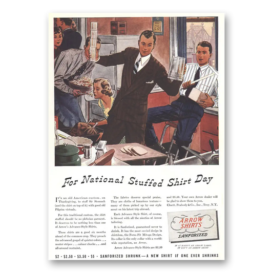 1937 Arrow Shirts National Stuffed Shirt Day Vintage Magazine Print Ad