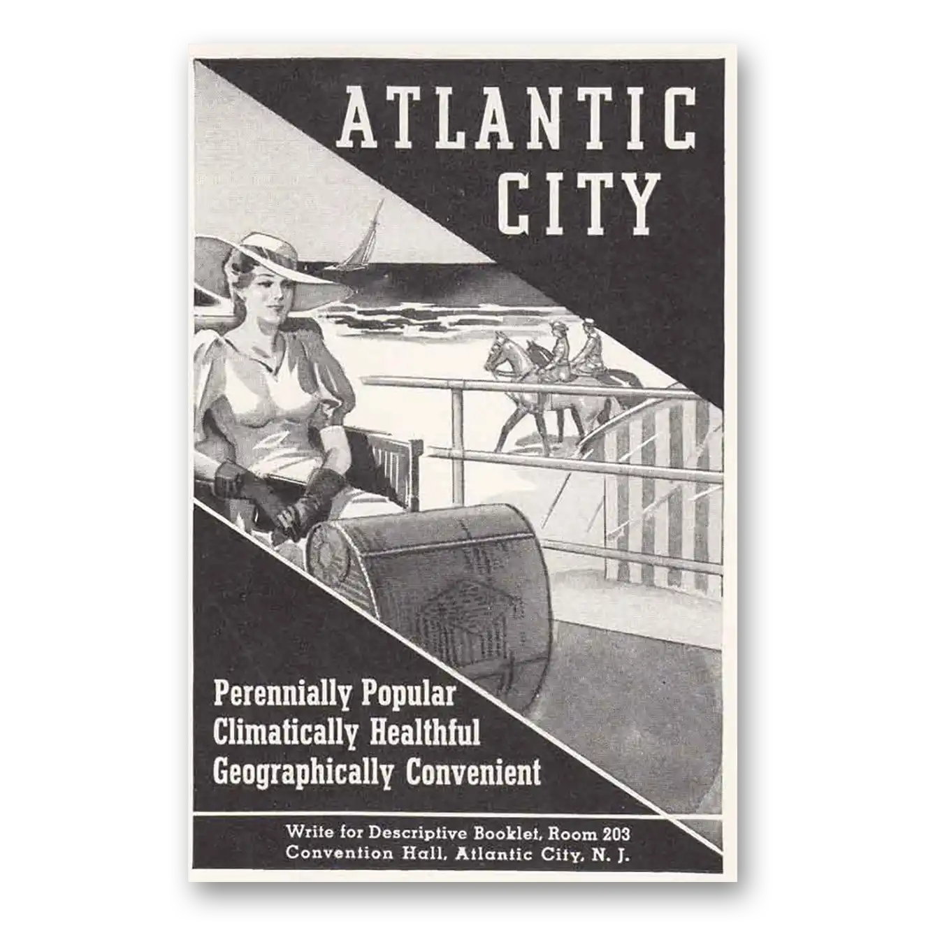 1937 Atlantic City New Jersey Perennially Popular Vintage Magazine Print Ad