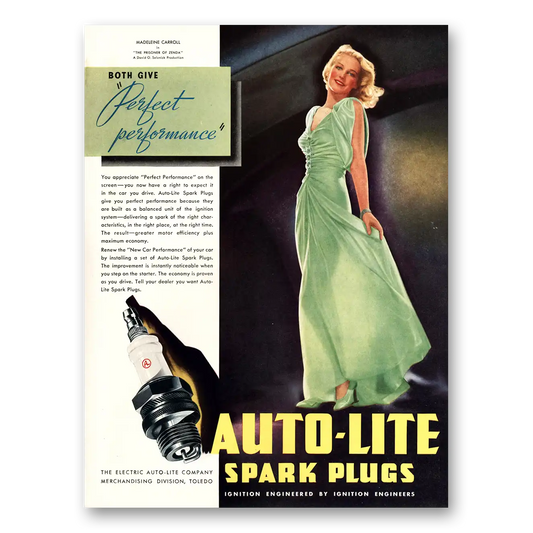 1937 Autolite Spark Plugs Madeleine Carroll Prisoner of Zenda Vintage Magazine Print Ad