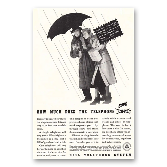 1937 Bell Telephone Telephone Save Vintage Magazine Print Ad