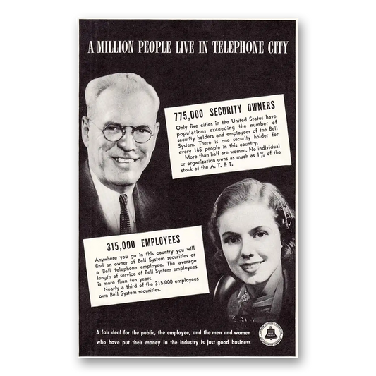 1937 Bell Telephone Million People Live In Telephone City Vintage Magazine Print Ad