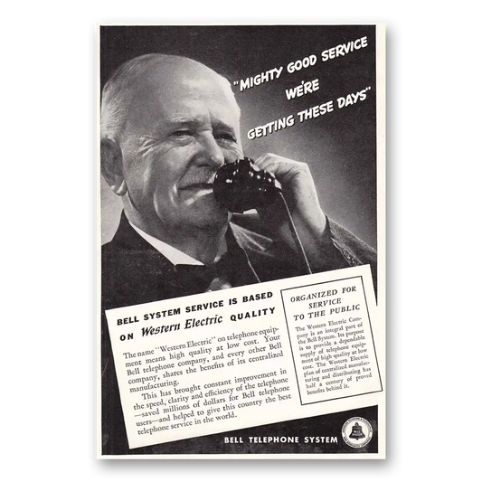 1937 Bell Telephone Mighty Good Service Vintage Magazine Print Ad