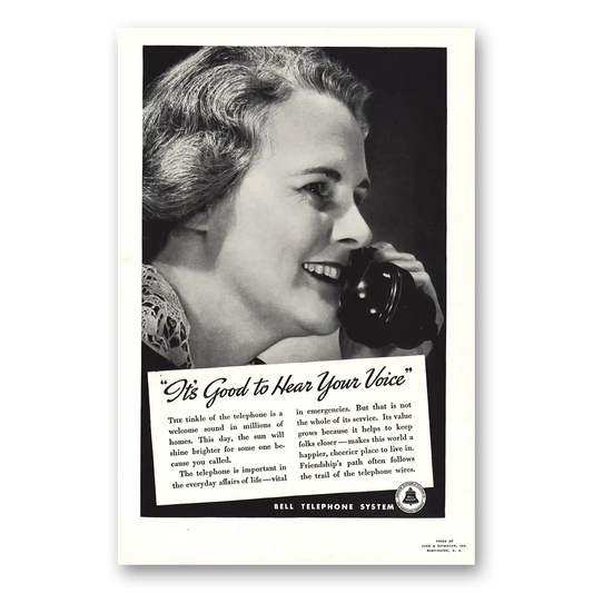 1937 Bell Telephone Good to Hear Your Voice Vintage Magazine Print Ad