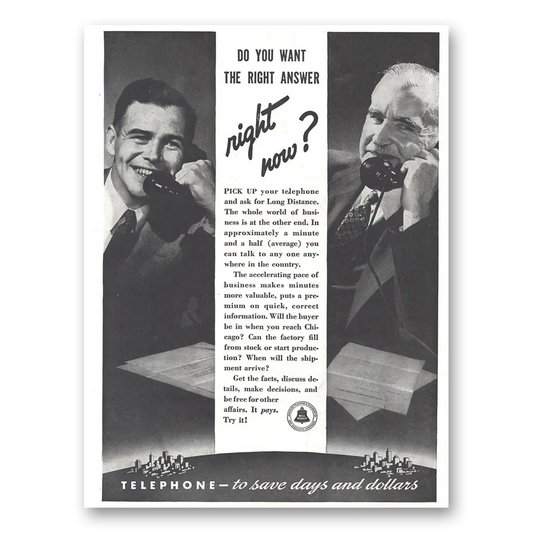 1937 Bell Telephone Do You Want the Right Answer Vintage Magazine Print Ad