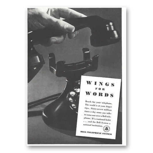 1937 Bell Telephone Wings for Words Vintage Magazine Print Ad