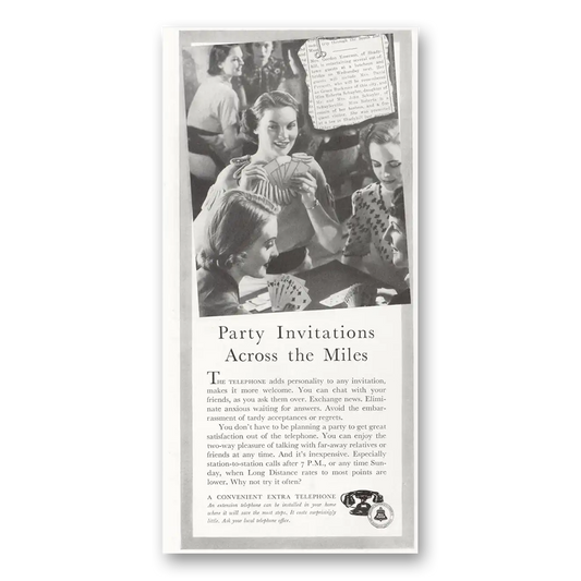 1937 Bell Telephone Party Invitations Across the Miles Vintage Magazine Print Ad